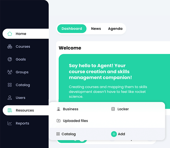 Left bar navigation showing the open Resources fly-out
