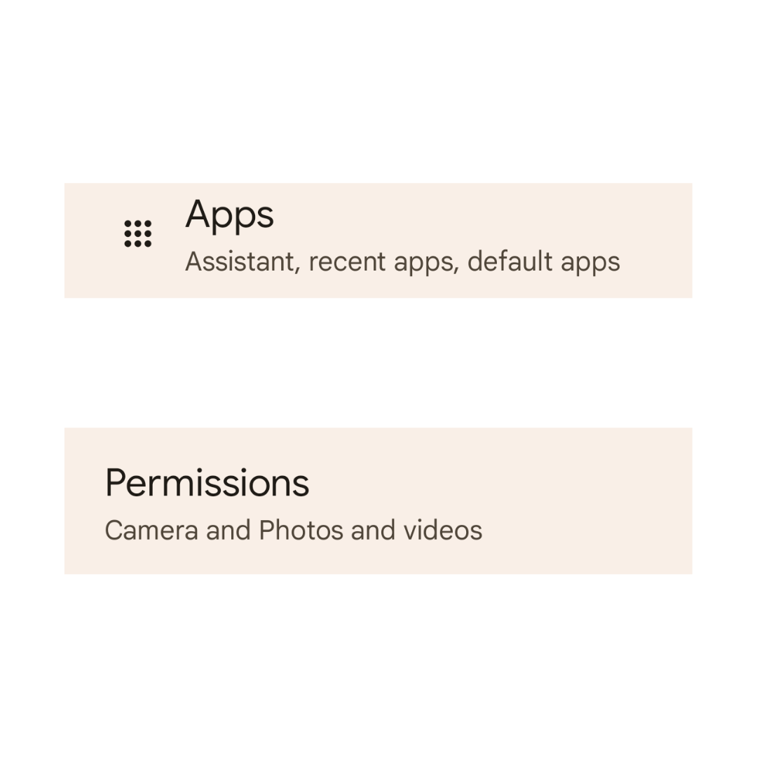 Android device Apps menu