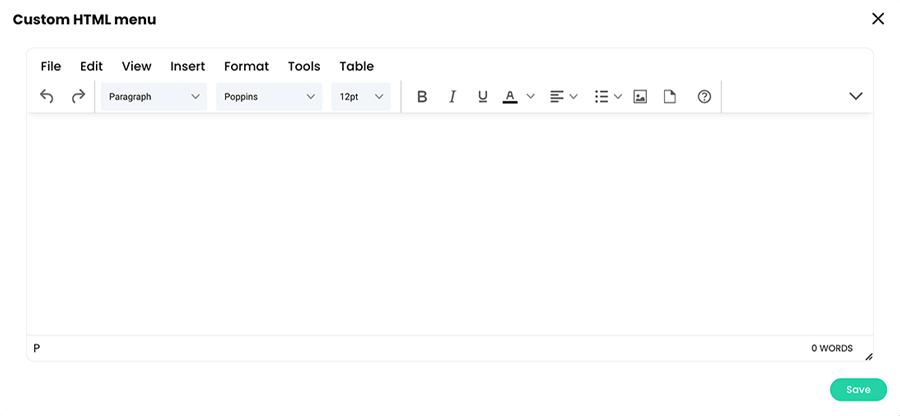 Custom HTML menu pop-up