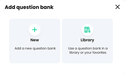 The add question bank pop-up
