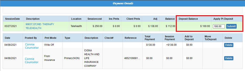 Payment Details button on View EOB page (! next to post button)