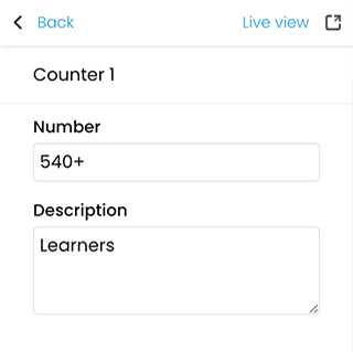 Portal visual editor, Counter 1 options