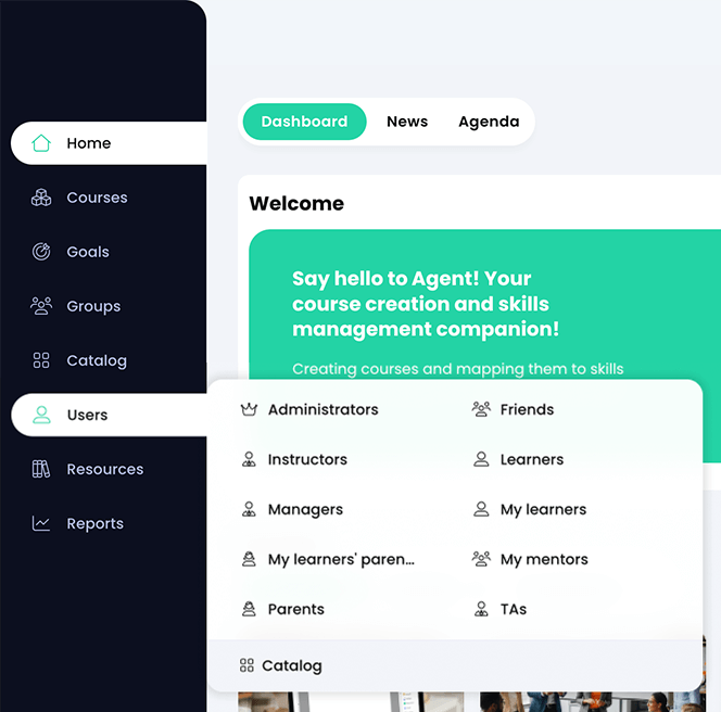 Left bar navigation showing the open Users fly-out