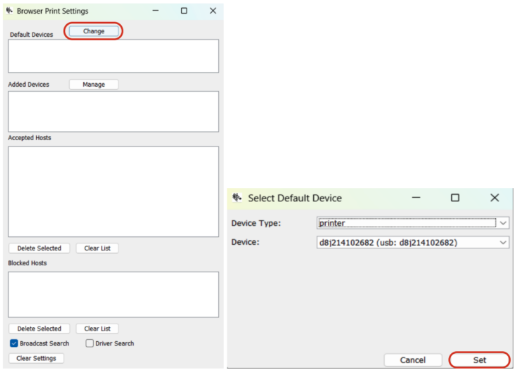Set the default Zebra printer on macOS
