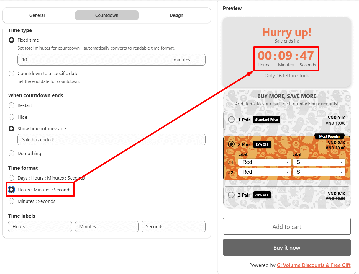 Add the countdown timer