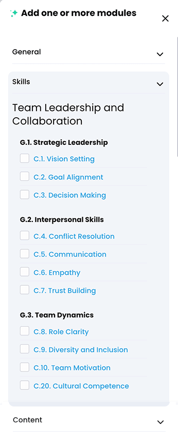 CYPHER Agent menu, Add one or more modules, Skills tab open