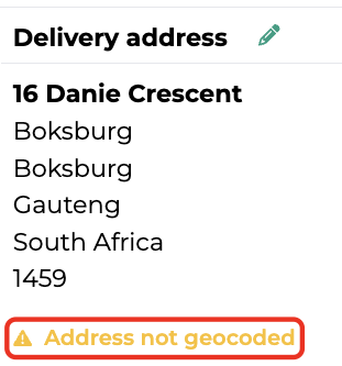 Unverified address status in Bob Go