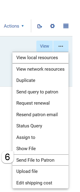 More actions expanded list with Send File to patro