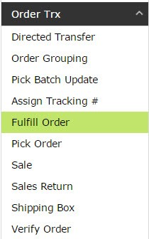 Fulfill Order option in the navigation menu
