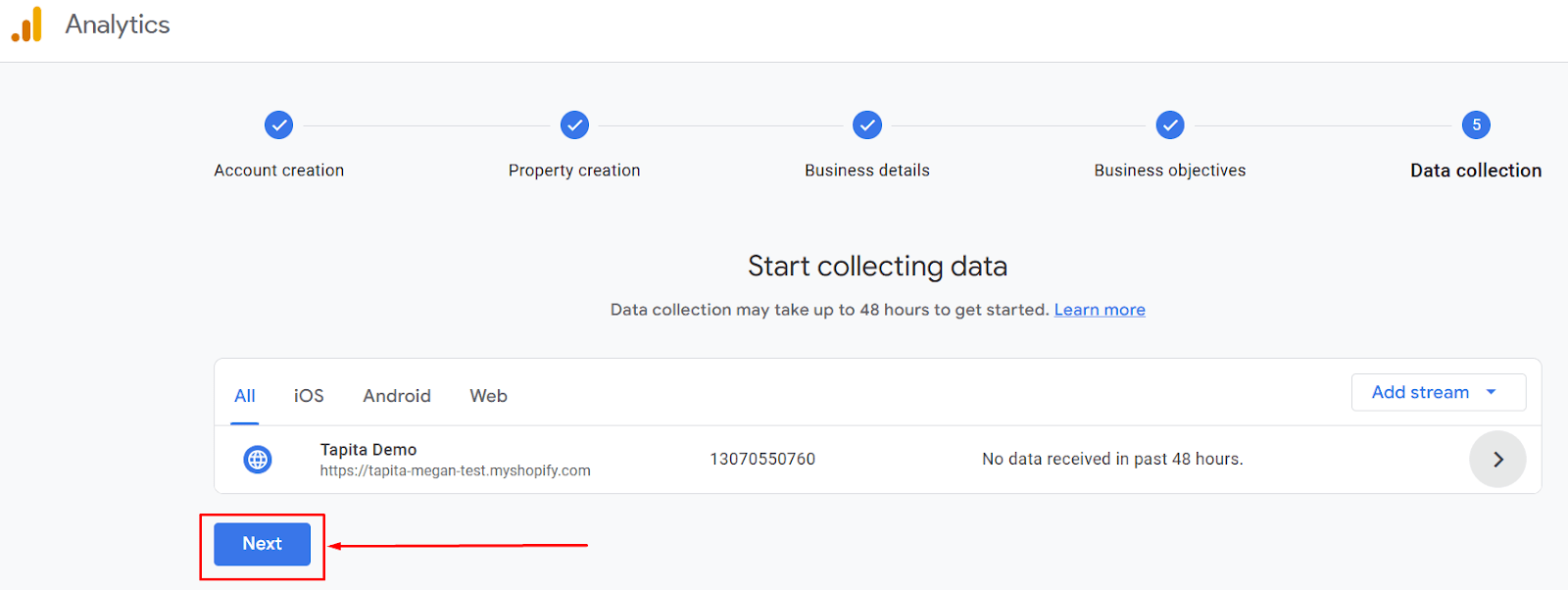 How to create a Google Analytics 4 account to link to your Shopify store