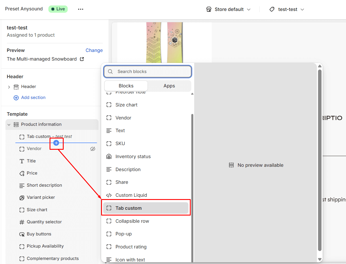 Adding a tab custom to the product page