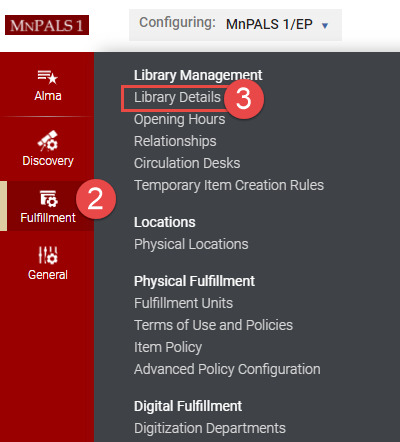 Choose fulfillment and then library details