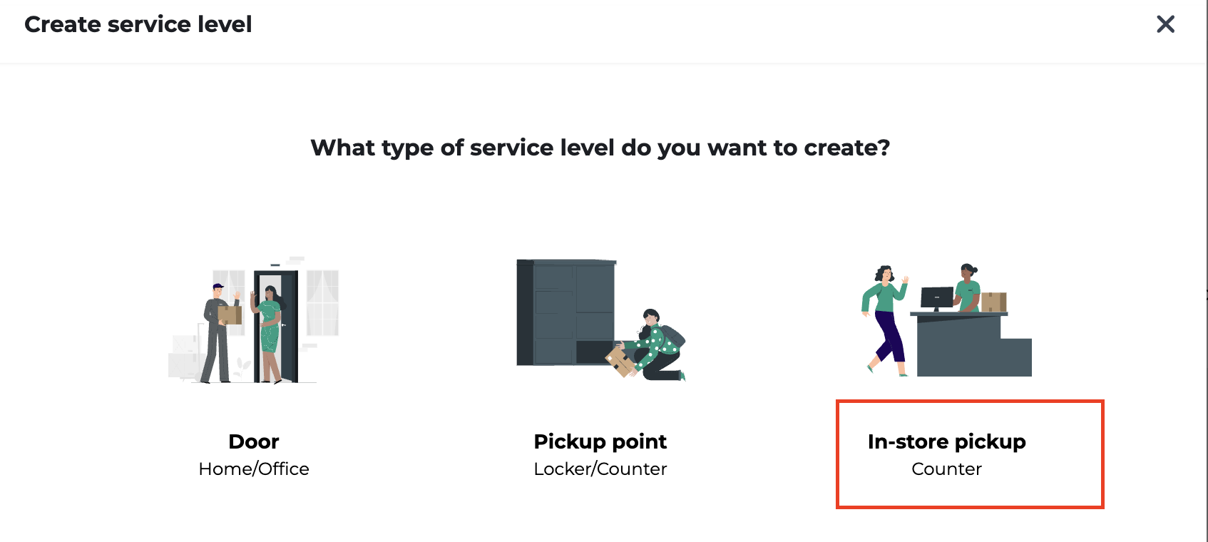 In-store pickup configuration in Bob Go
