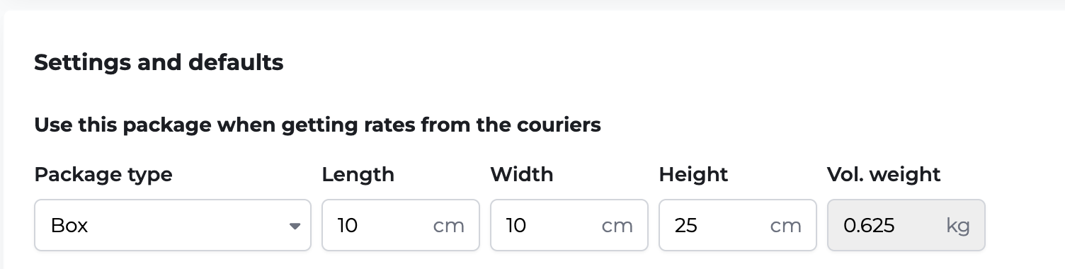 Rates at checkout configuration settings