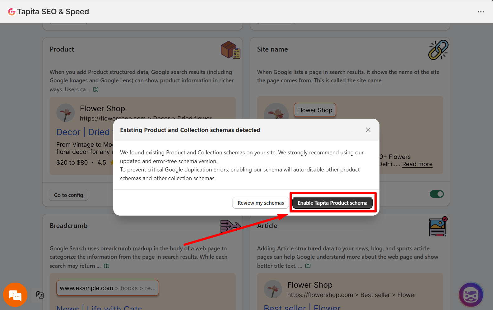 product schema & collection schema