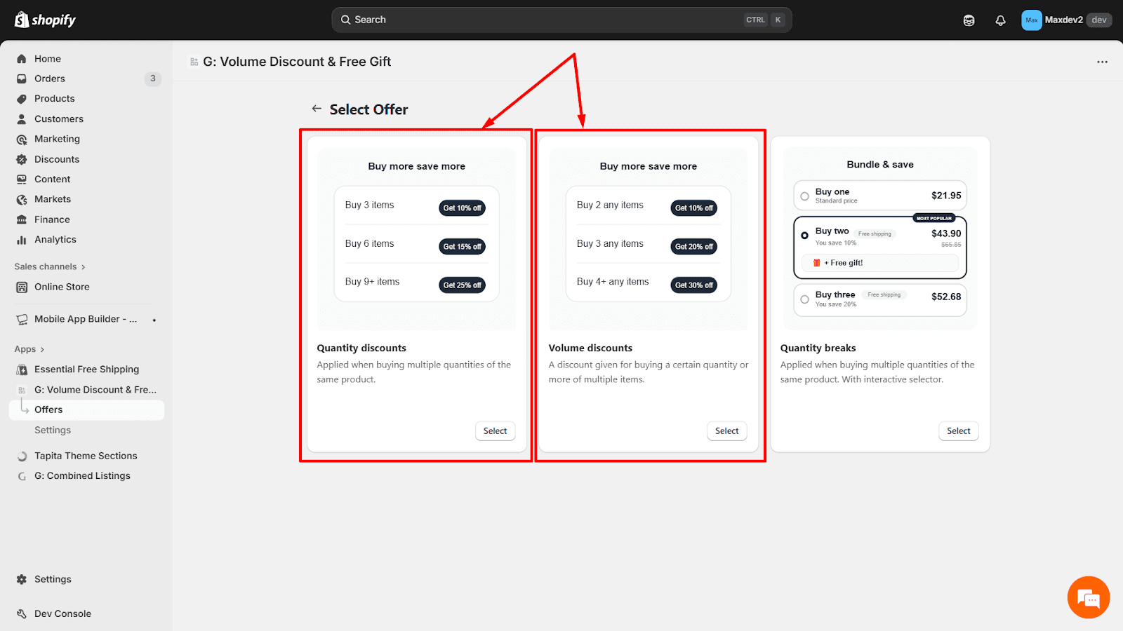 Table Layout Discount Widget