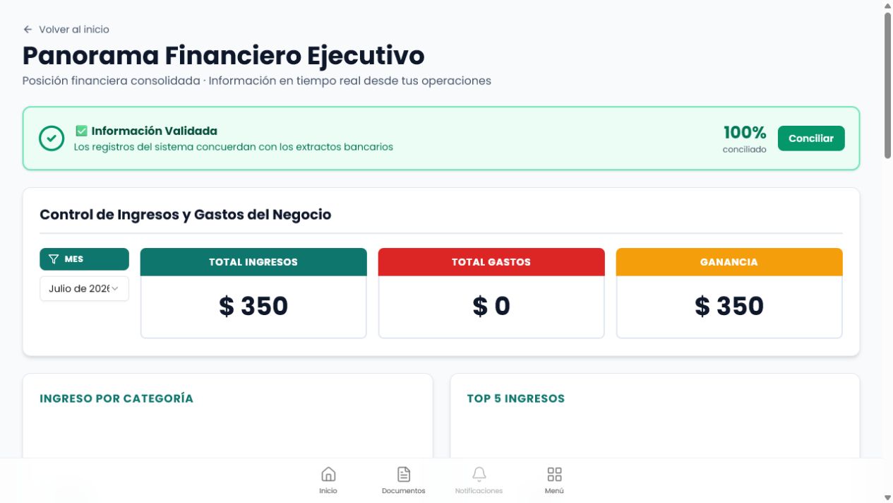 Panel financiero real de Innova Emission