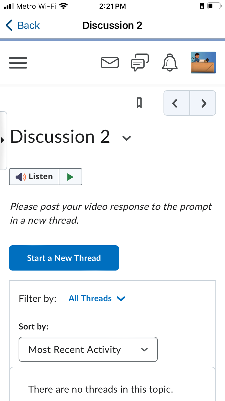 a d2l discussion page