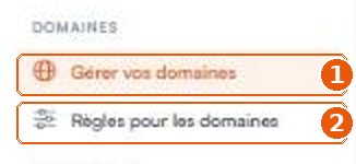 Menu de gauche, section Domaines