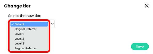 Change tier pop-up with the Select the new tier menu active and highlighted
