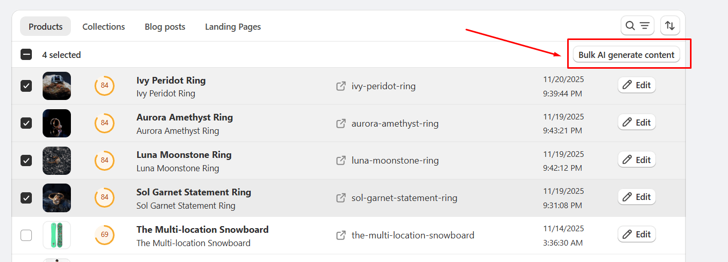 A. Bulk AI Metadata Generation
