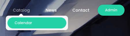 Visitor portal example with the Catalog menu item active and displaying the Calendar sub-menu item