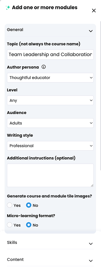 CYPHER Agent menu, Add one or more modules, General tab open