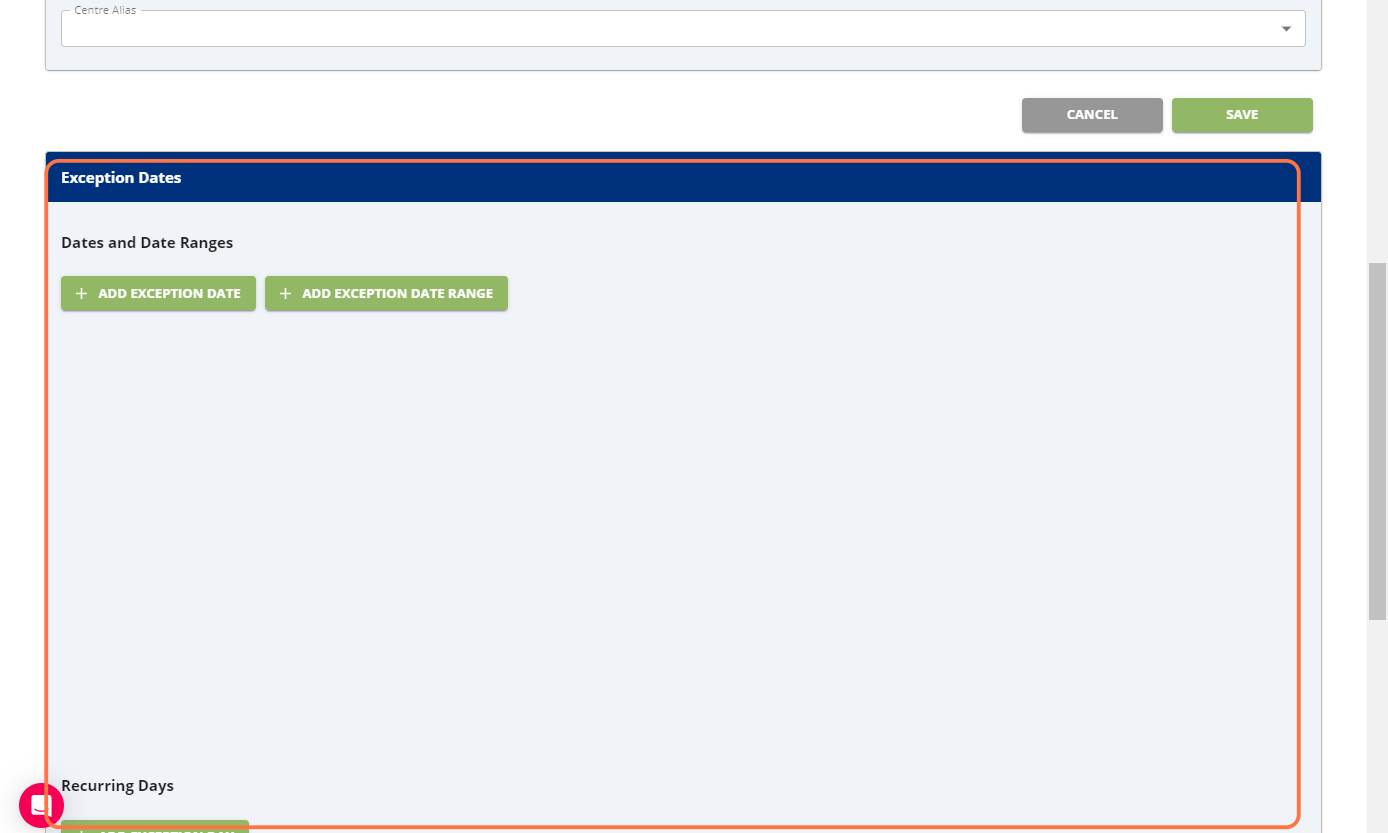 Checklist Exception Calendar