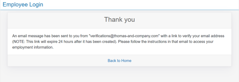 Thank You screen