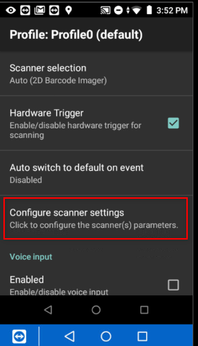 Configure Scanner Settings option