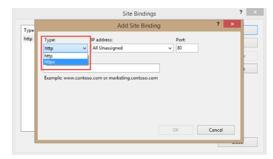 HTTPS binding type selection