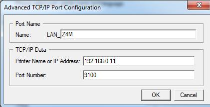 Add Port button in printer configuration
