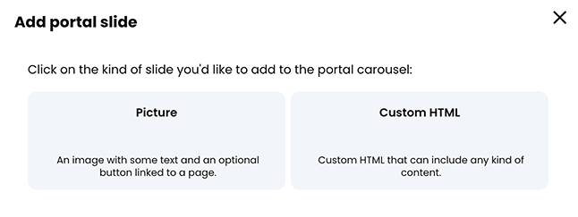Add portal slide pop-up