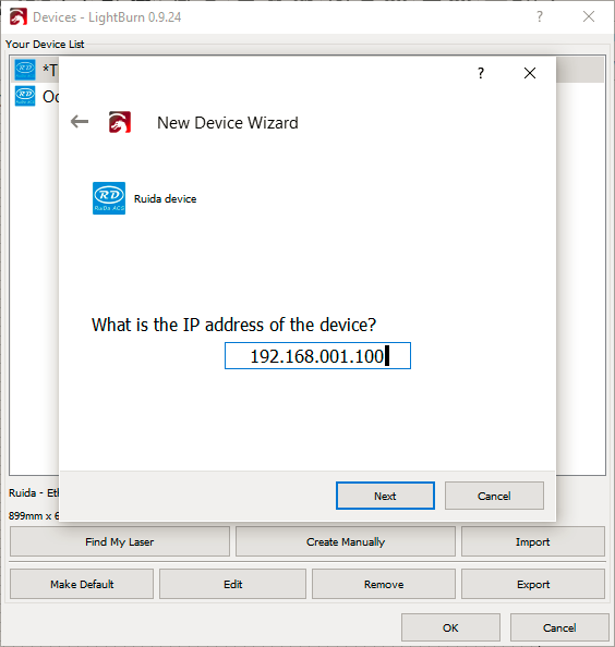 MAC Connecting A Thunder Laser To LightBurn Via