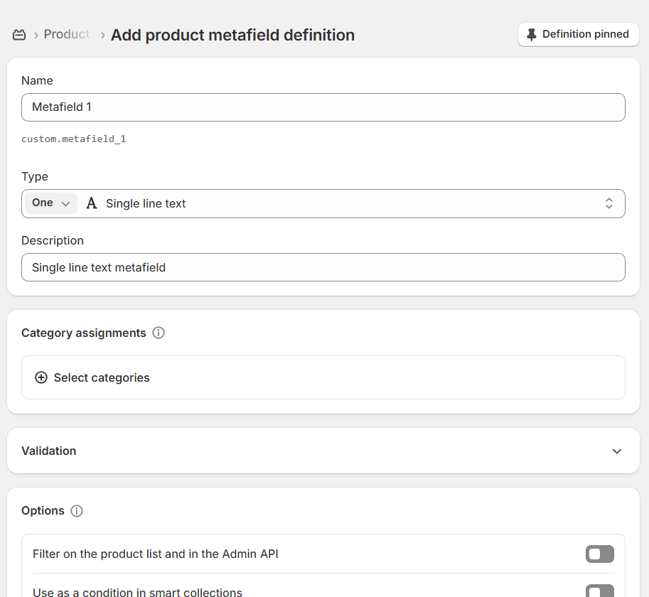 Adding a product metafield in Shopify