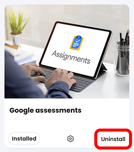 App tile with the Uninstall button highlighted