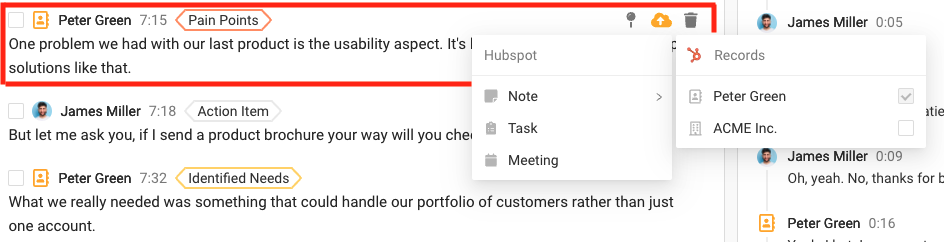 Creating a note in HubSpot