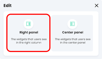 Edit pop-up with Right panel highlighted