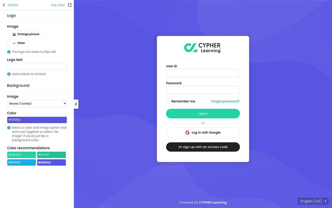 Simple portal visual editor with the editor on the left and a live preview on the right