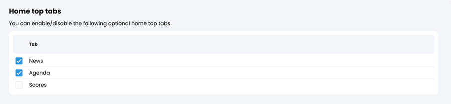Admin, Portal, User view tab, Home top tabs section