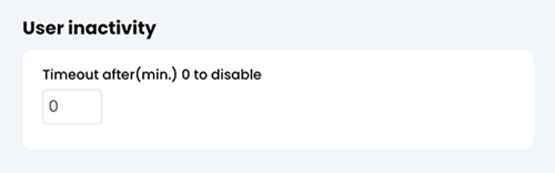 Admin, Portal, More tab, User inactivity section