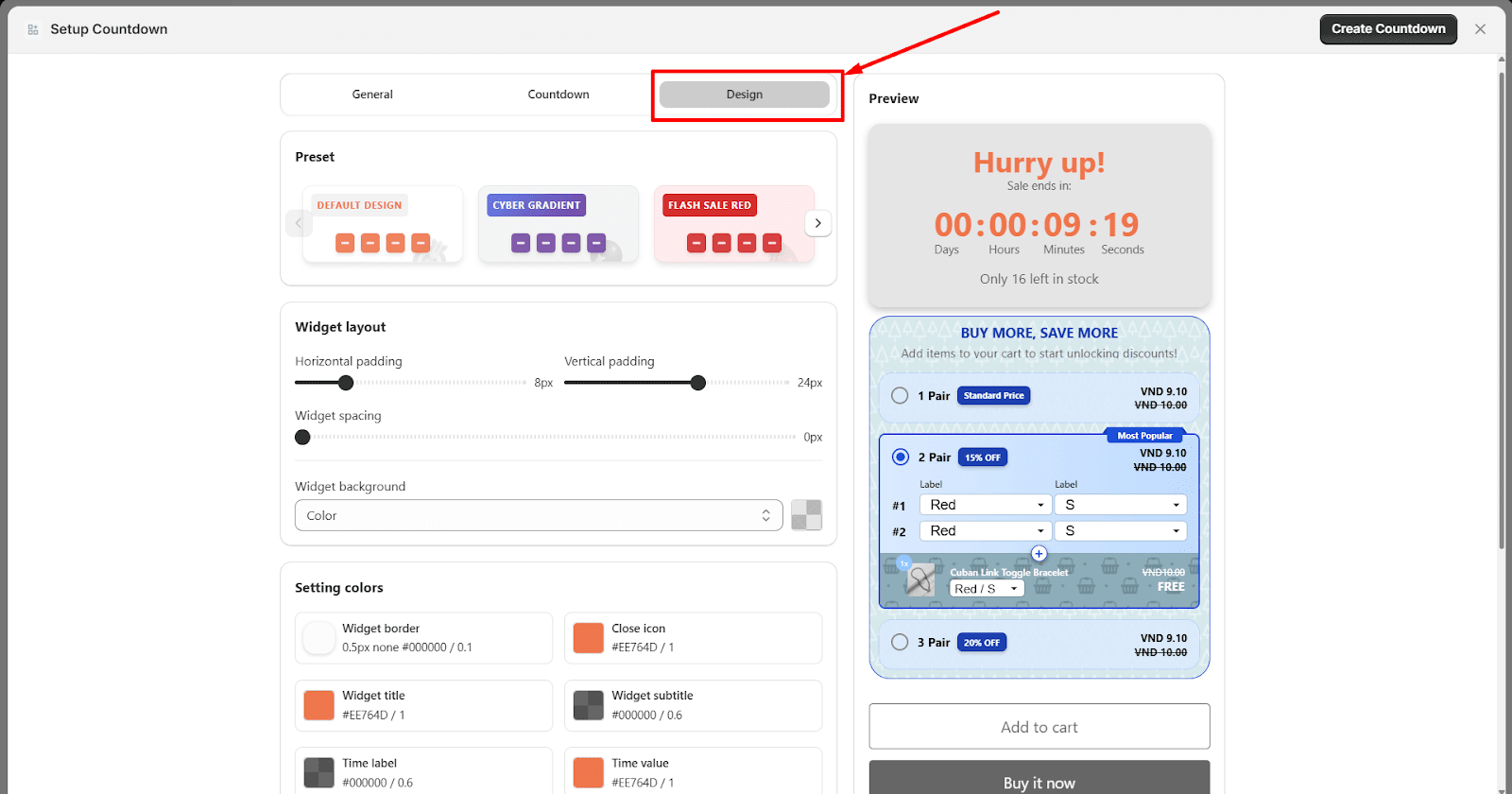 3.2. Countdown configurations