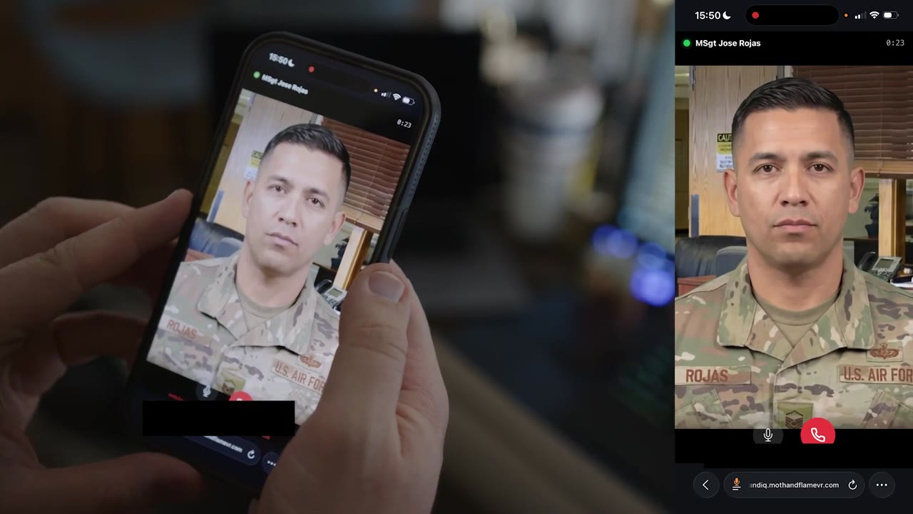 Video call with the AI-driven character, MSgt Jose Rojas