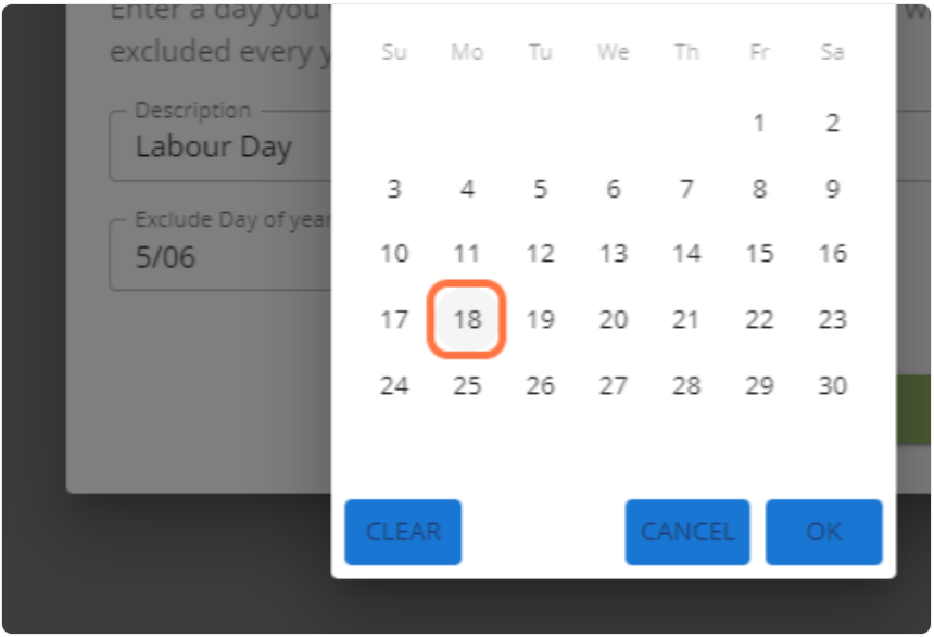 Checklist Exception Calendar