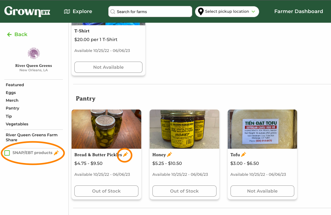 Create an EBT/SNAPEligible Product