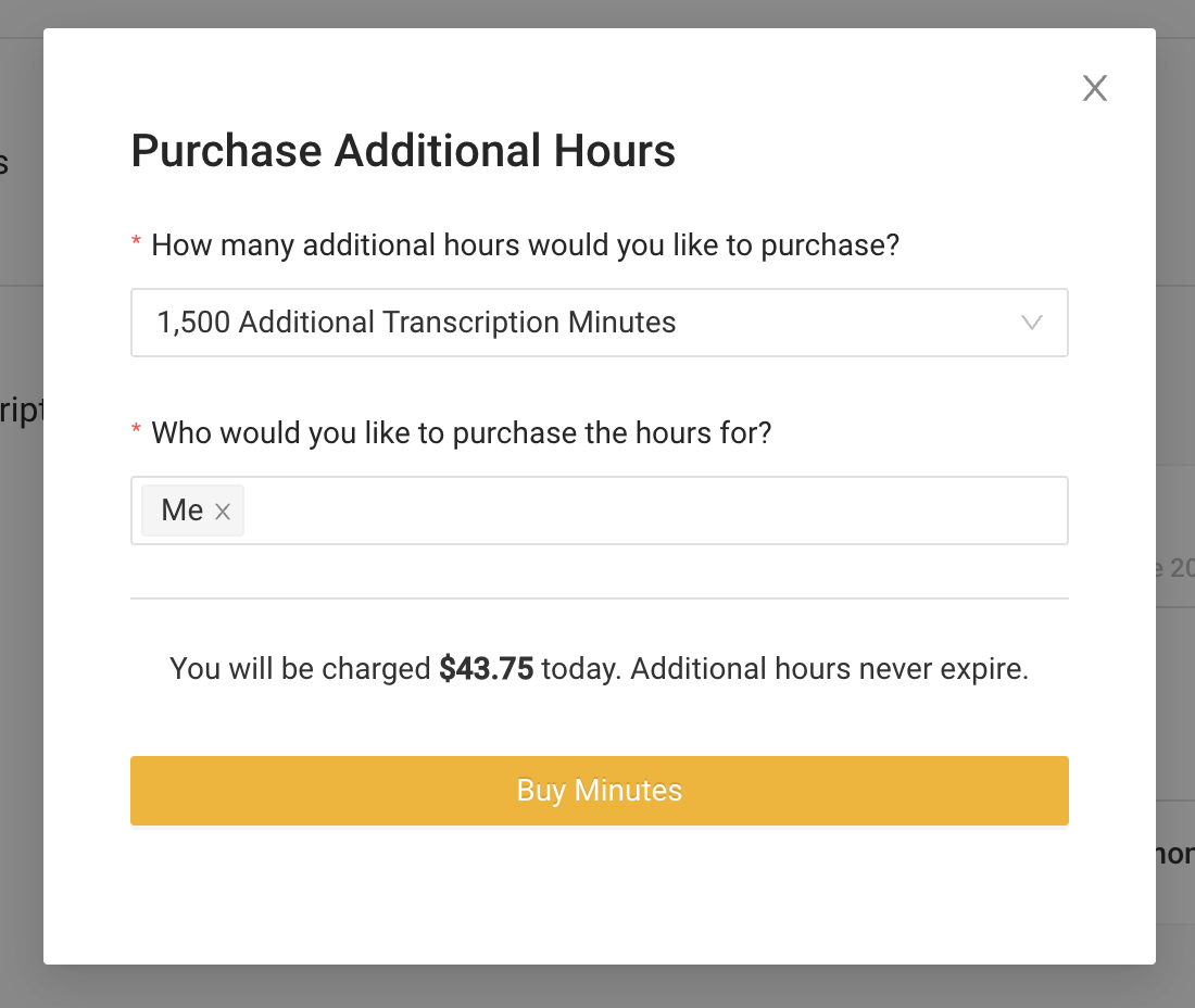 Buy minutes confirmation