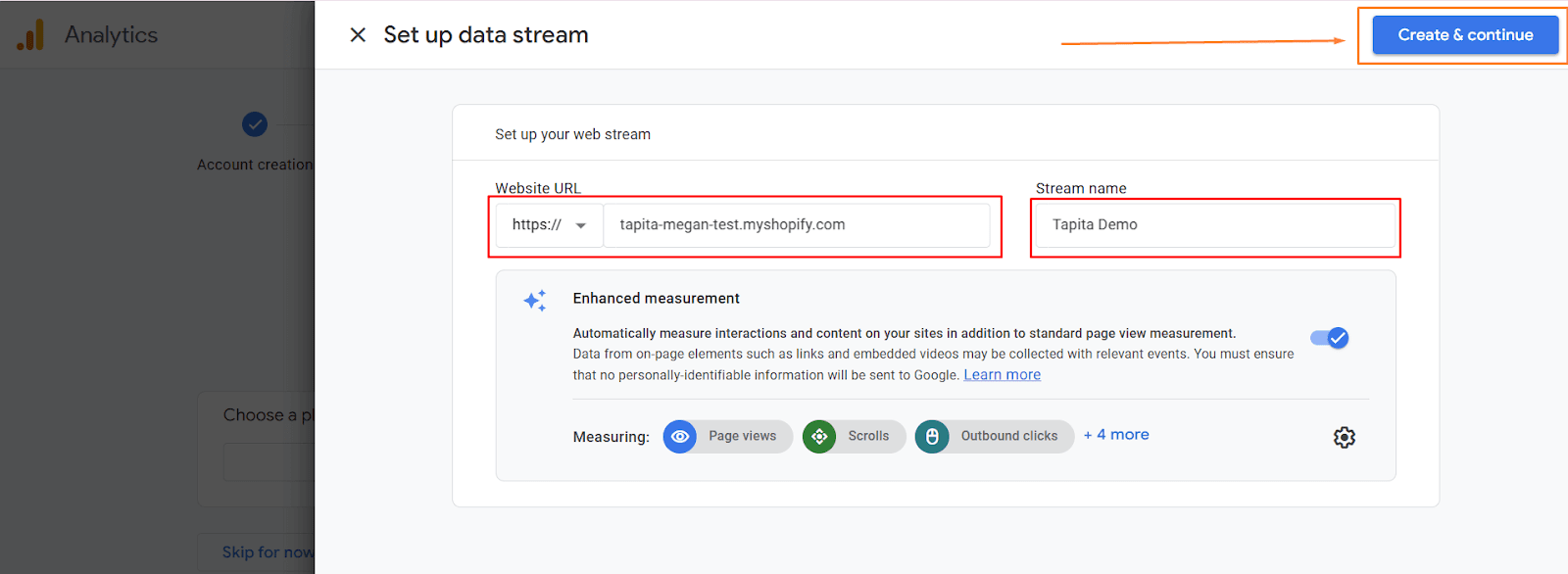 How to create a Google Analytics 4 account to link to your Shopify store