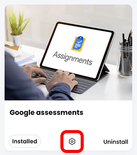 App tile with the Configure button highlighted