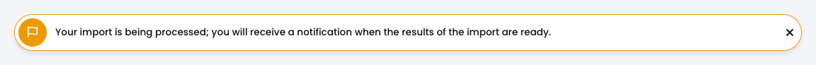 Import processing message