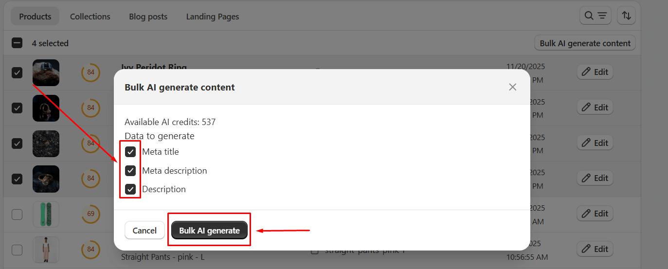A. Bulk AI Metadata Generation

